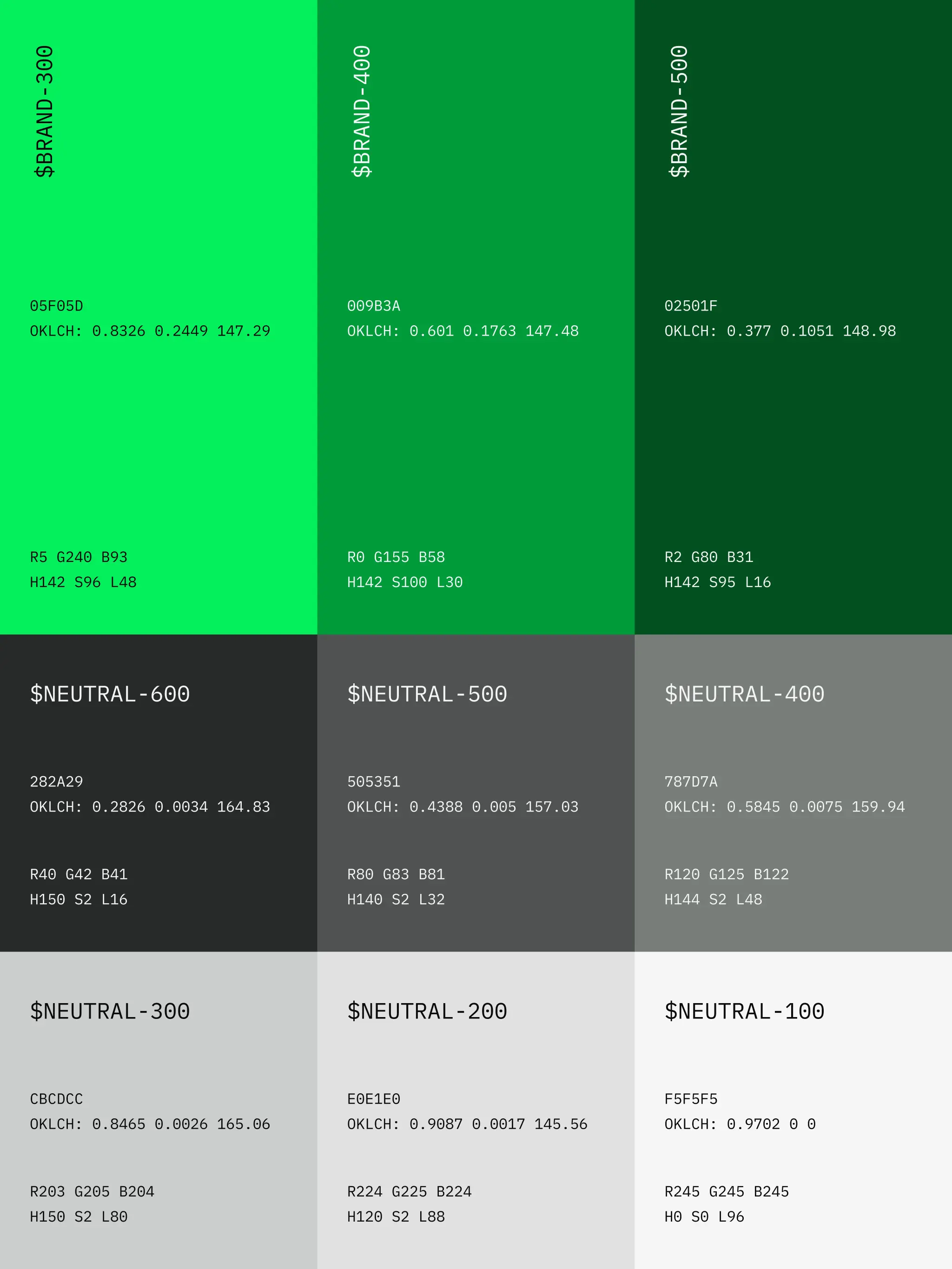Via Verde UI Kit color palette