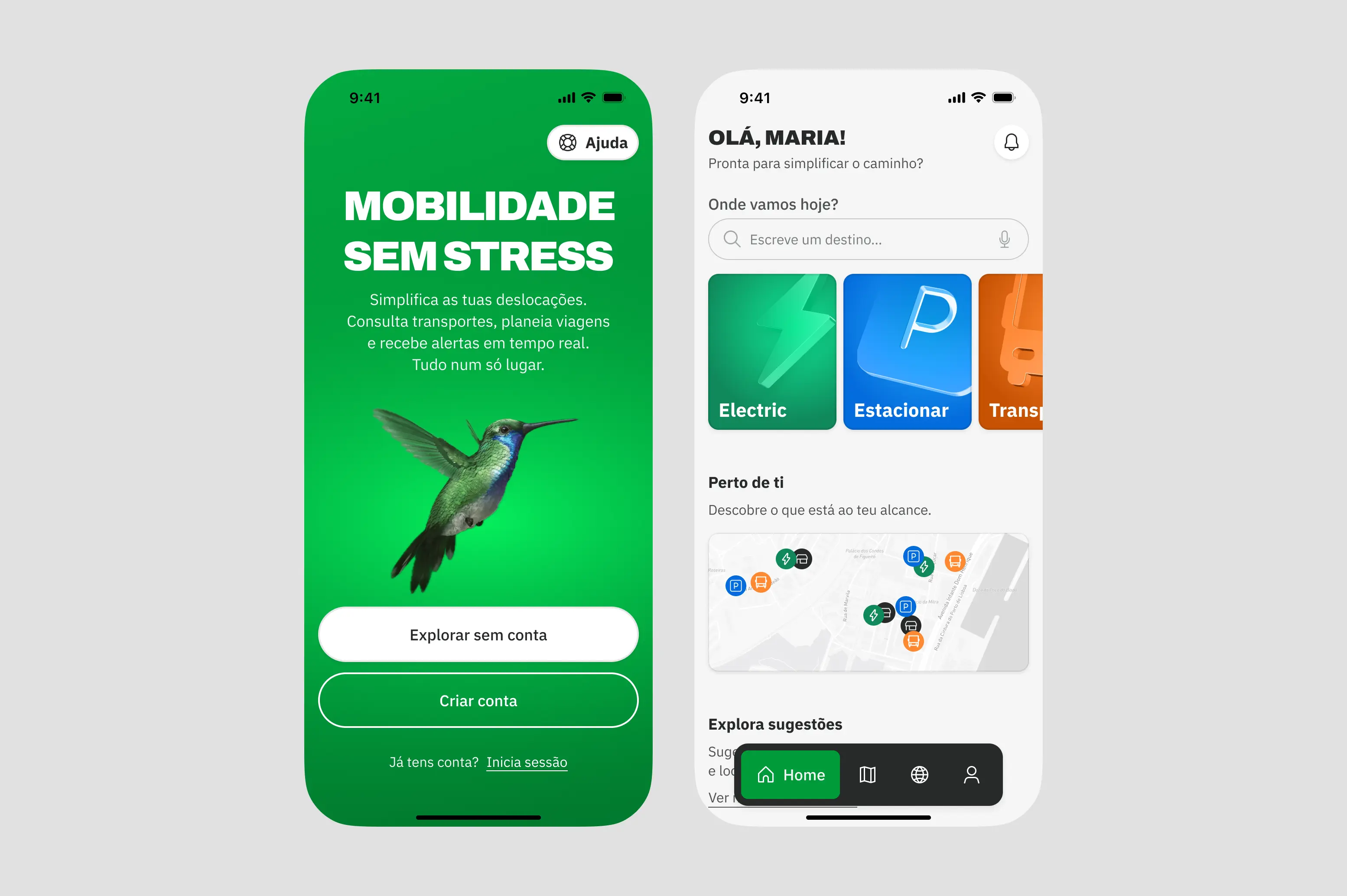Two big screens to better highlight the prototype look and feel